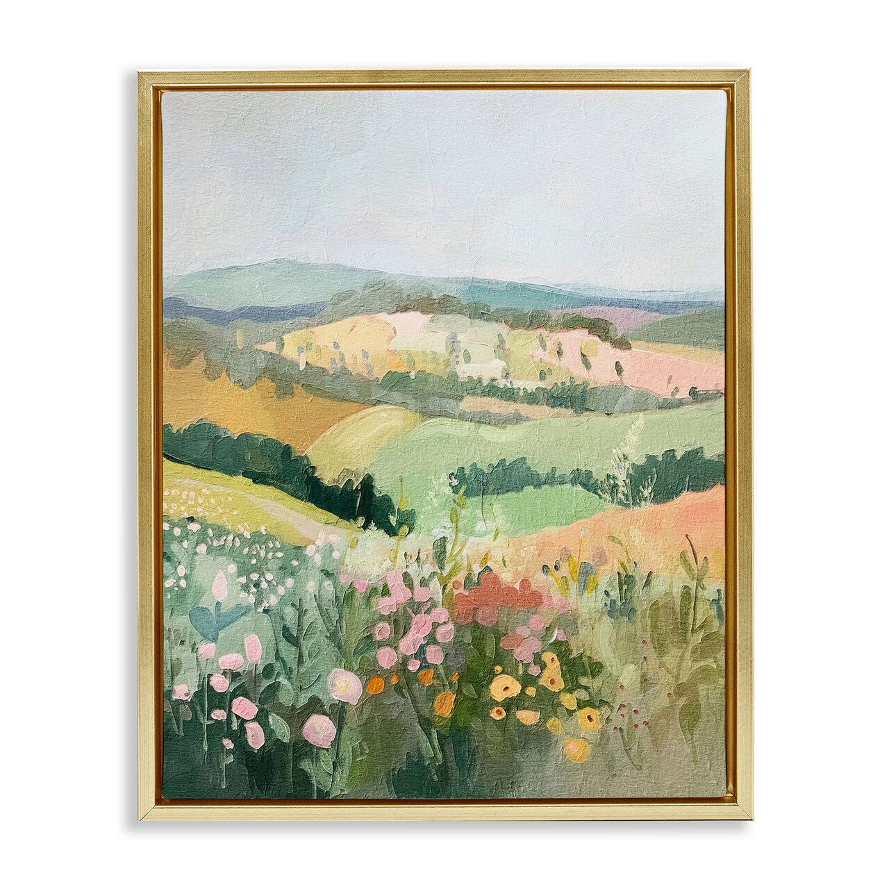 Stupell Industries Pastel Rolling Hills Scene Floater Framed Canvas Wall Art Design by RileyB